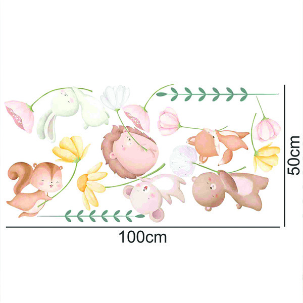 استیکر دیواری کودک راتیانا مدل animal flower مجموعه 11 عددی