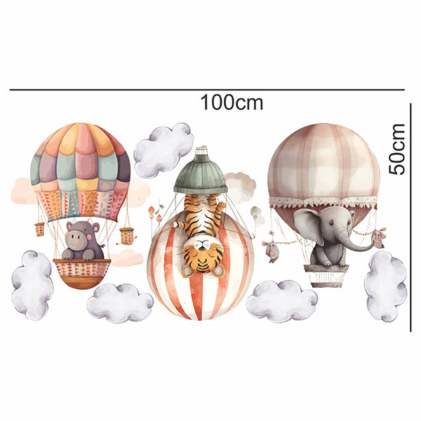 استیکر دیواری کودک راتیانا مدل animals in ballon مجموعه 8 عددی