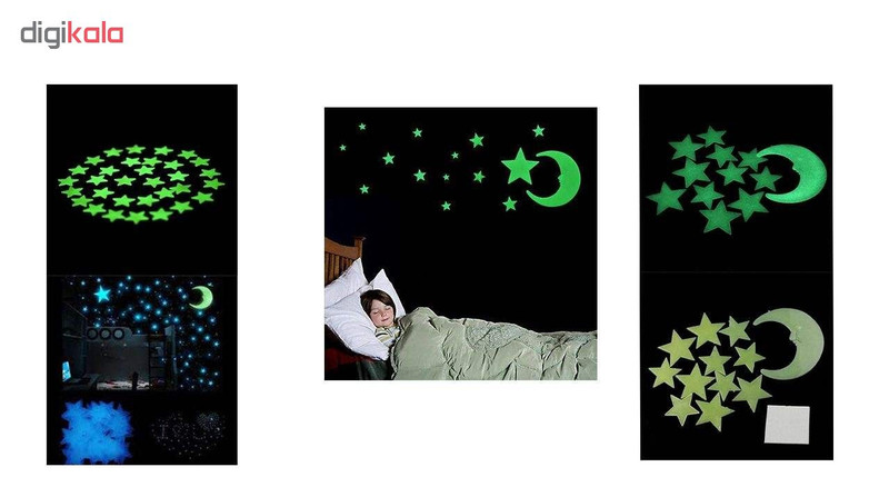 استیکر کودک طرح ماه و ستاره شب تاب کد 001 مجموعه 12 عددی