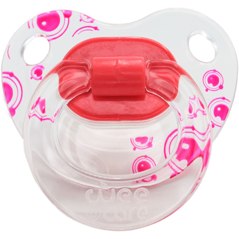 پستانک ارتودنسی وی کر مدل دسته دار شفاف چاپدار happy سایز 6-12 ماه کد P116