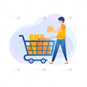 ورود | ثبت‌نام - a man adds goods to the cart Illustration 0401mi iranui com